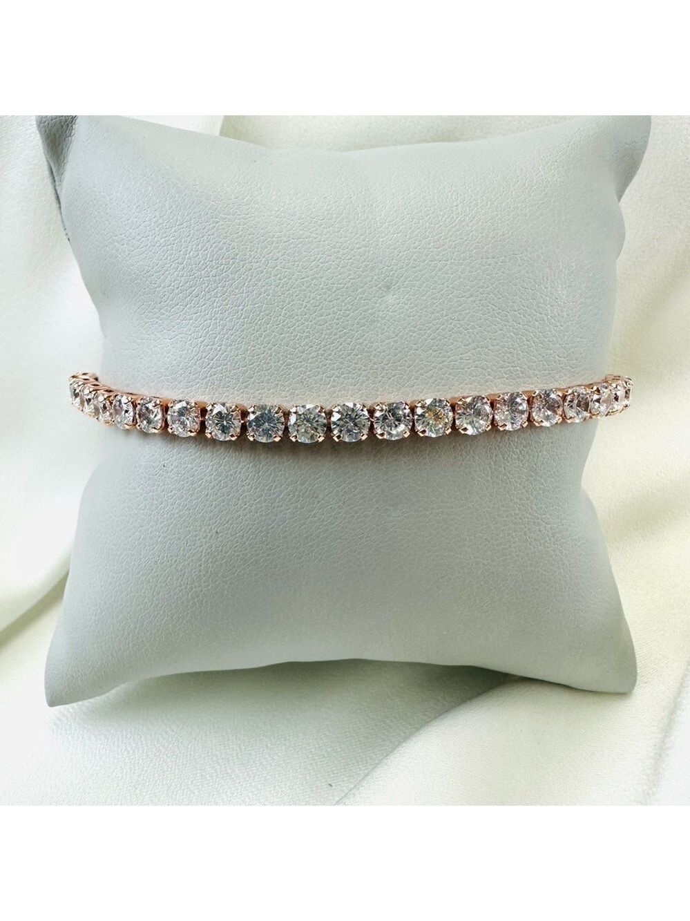 Crystal rose gold tennis bracelet NEW slider closure